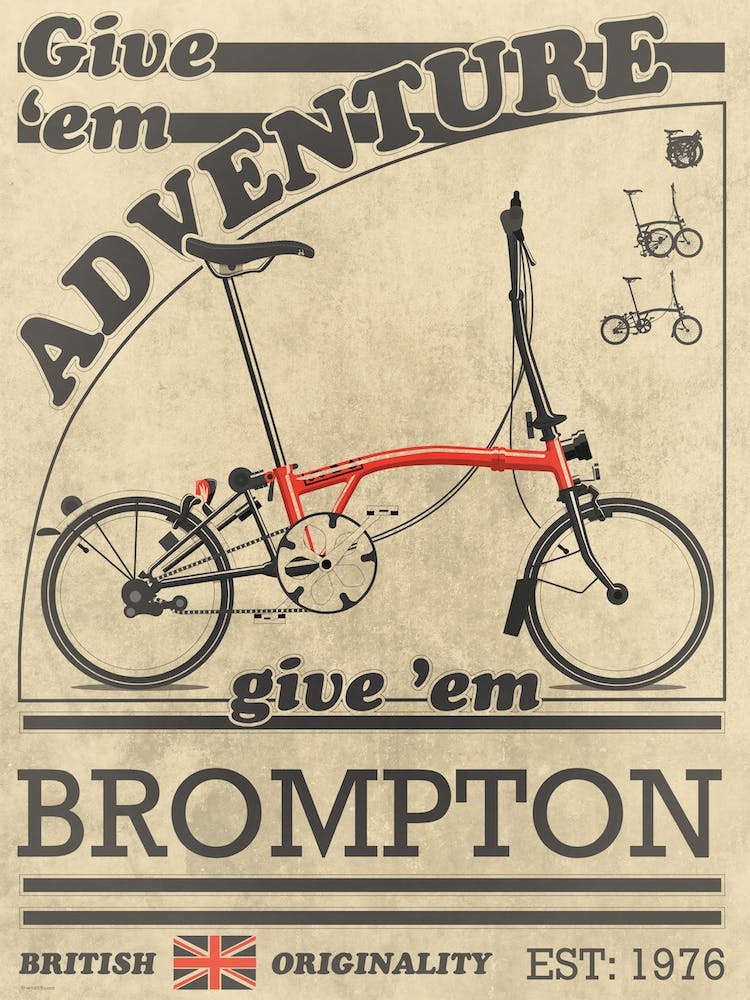 Brompton Bicycle Vintage Style Advert