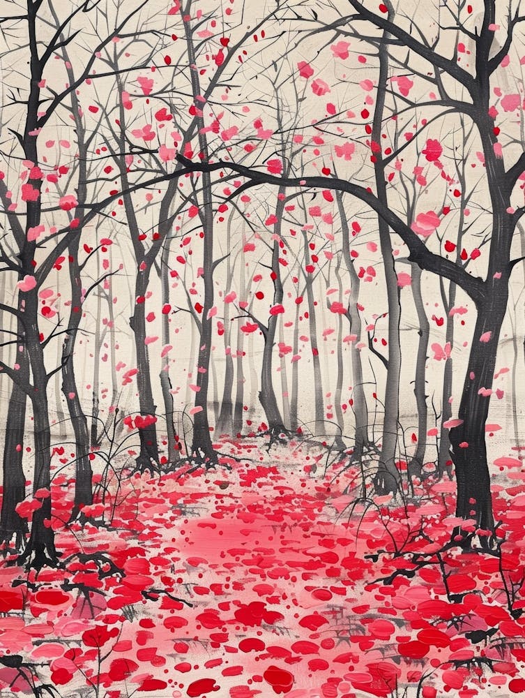 Red Leaves In The Forest