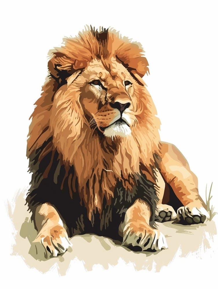 African Lion Resting In The Sun Clipart 3