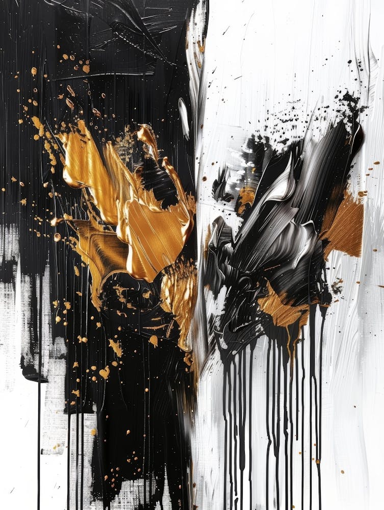 Gold And Black Abstract Painting 124