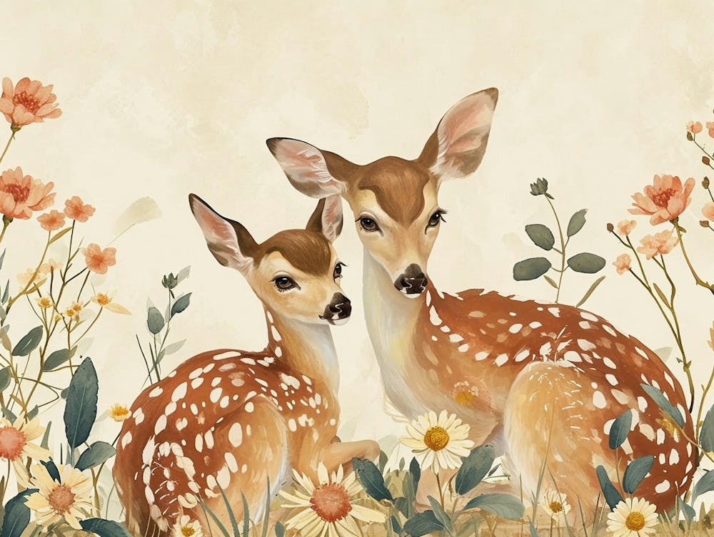 Floral Animal Illustration Deer 10