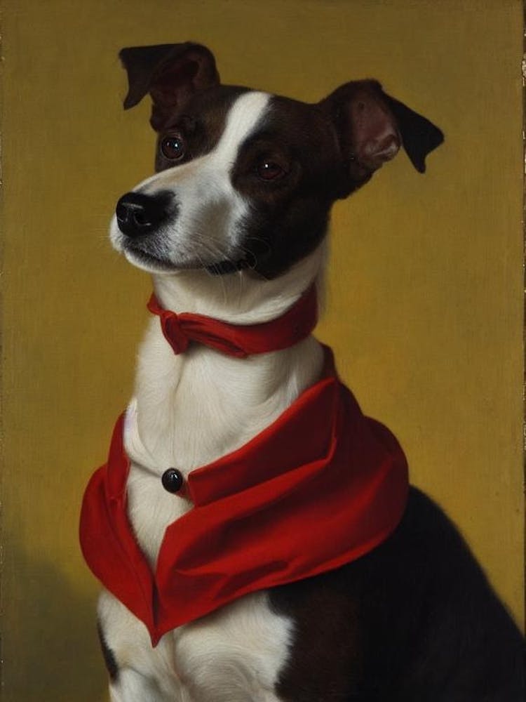 Portuguese Podengo Pequeno 2 Renaissance Portrait Oil Painting