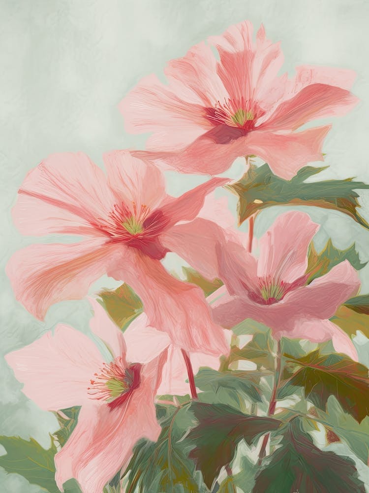 Poinsettia Flowers Acrylic Painting In Pastel Colours 2