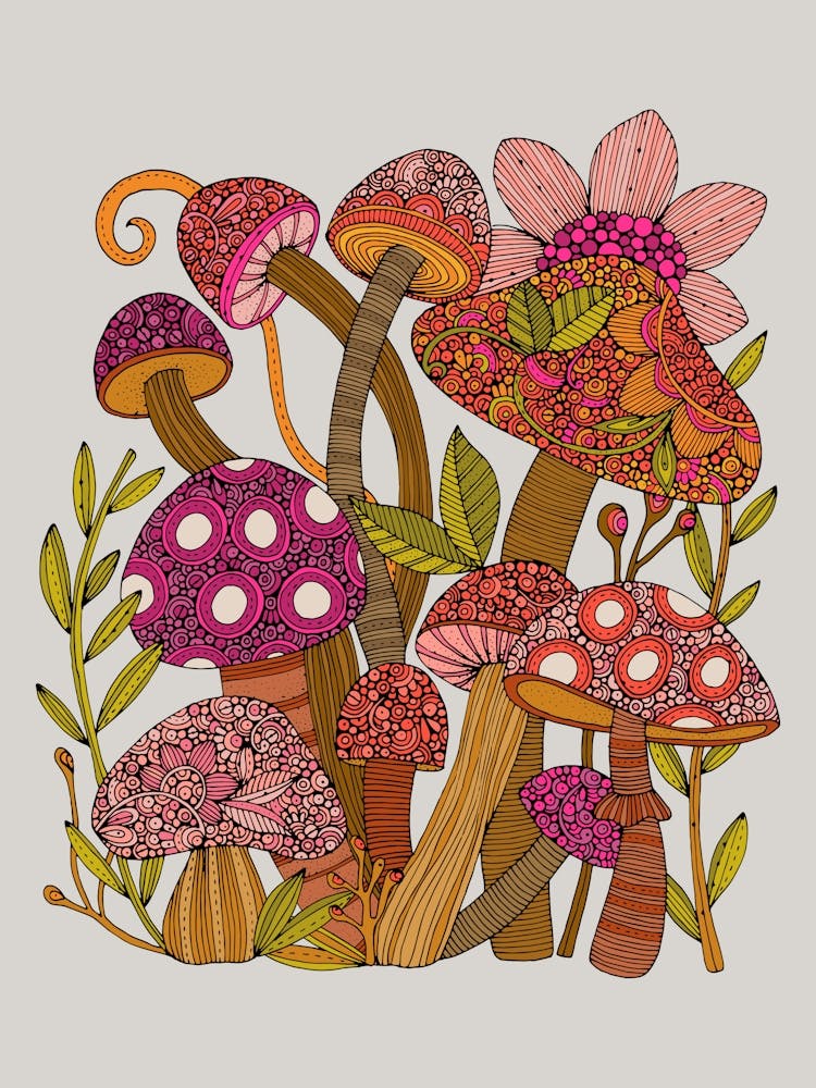 Mushrooms And Flowers 1