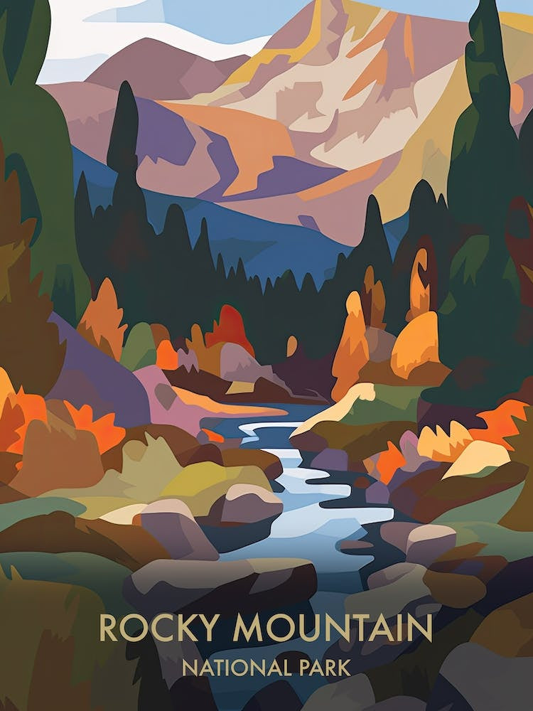 Rocky Mountain National Park Travel Poster Matisse Style 4