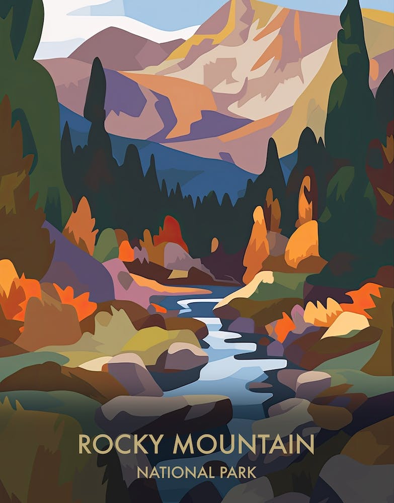 Rocky Mountain National Park Travel Poster Matisse Style 4