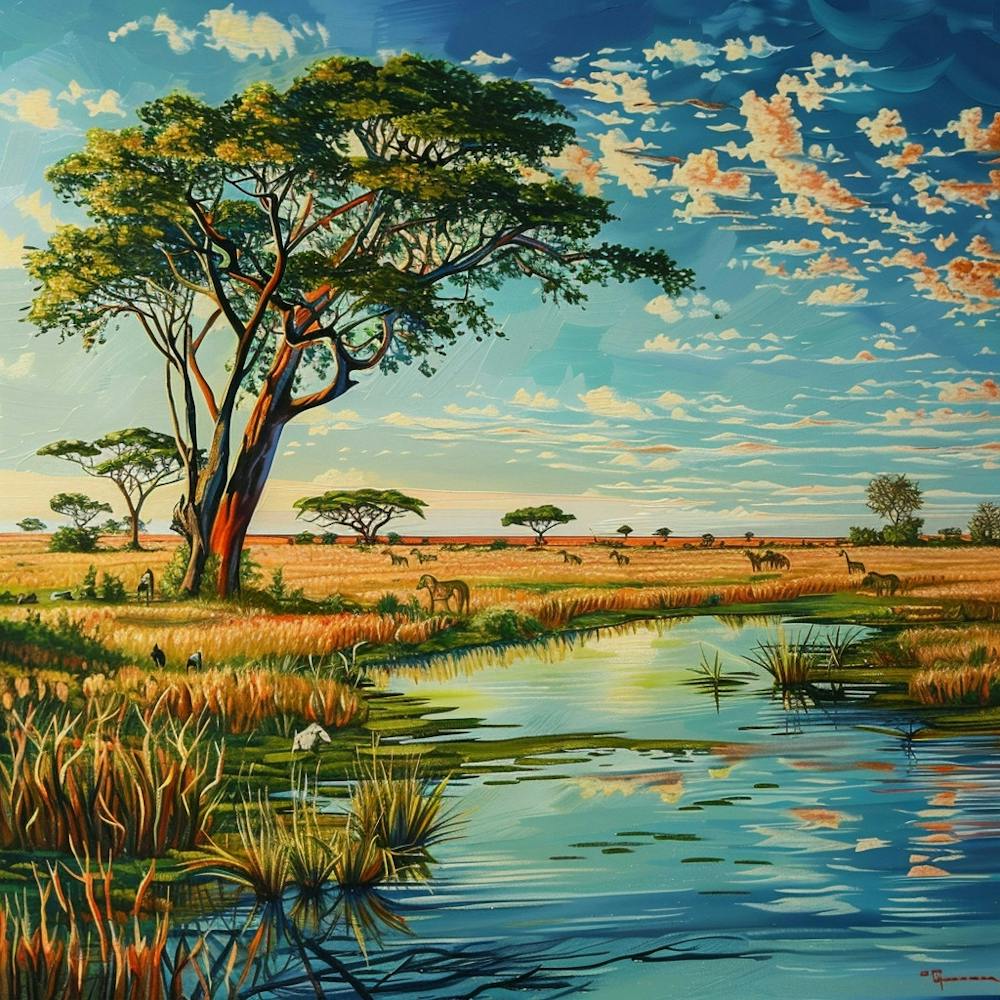 A Hwange National Park In Zimbabwe Oil Painting 1