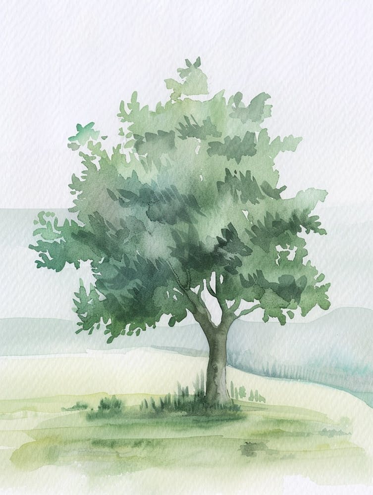 Olive Tree Atmospheric Watercolour Painting 2