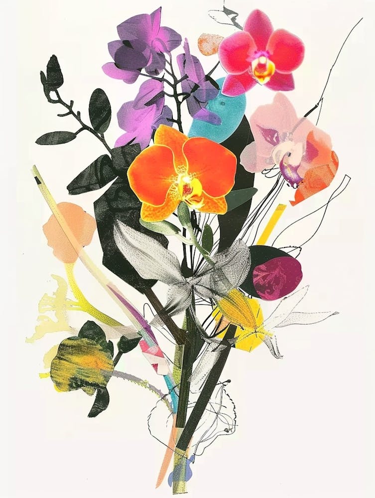 Orchid 2 Collage Flower Bouquet