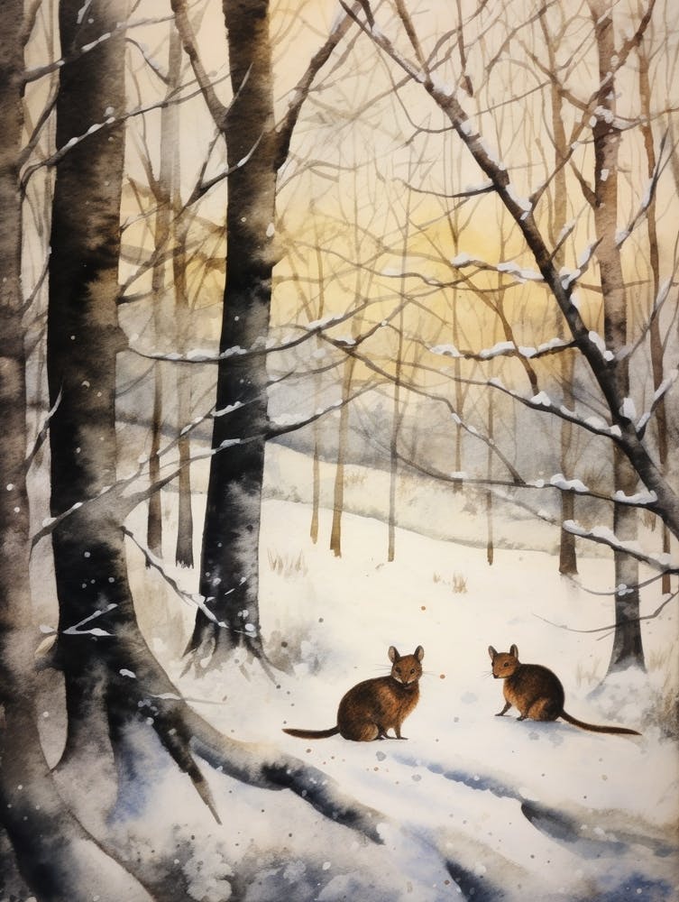 Winter Watercolour Shrew