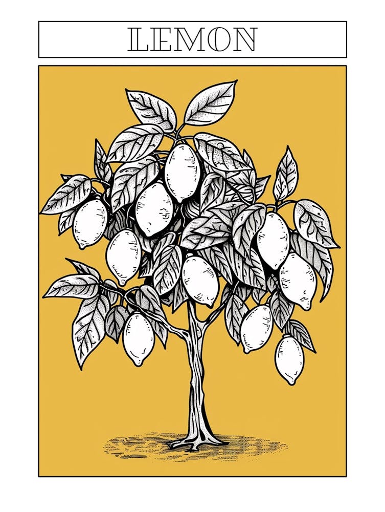 Lemon Tree Minimalistic Drawing 3 Poster