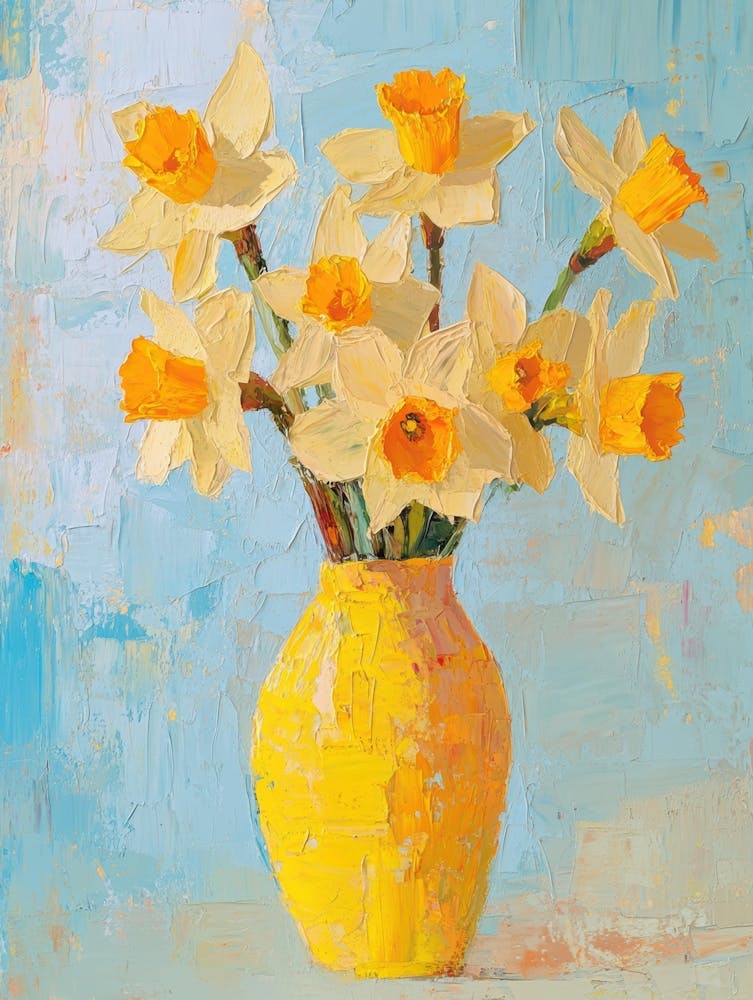 Daffodils In A Yellow Vase 1