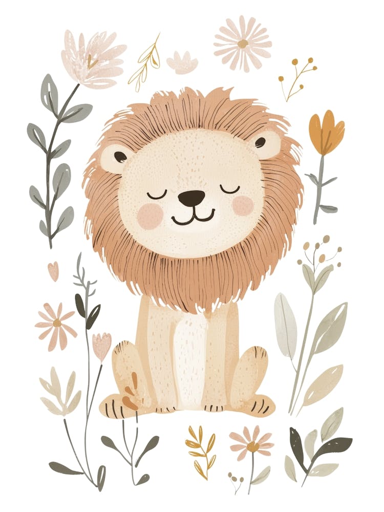 Lion With Flowers