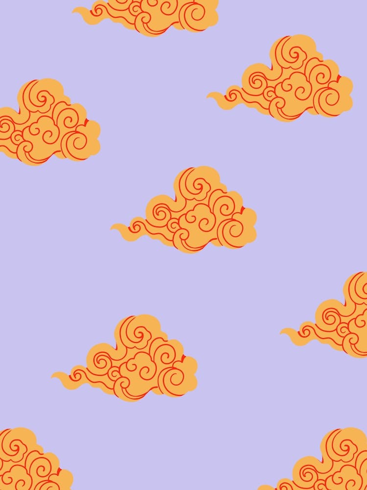 Cloud Pattern Lilac & Orange