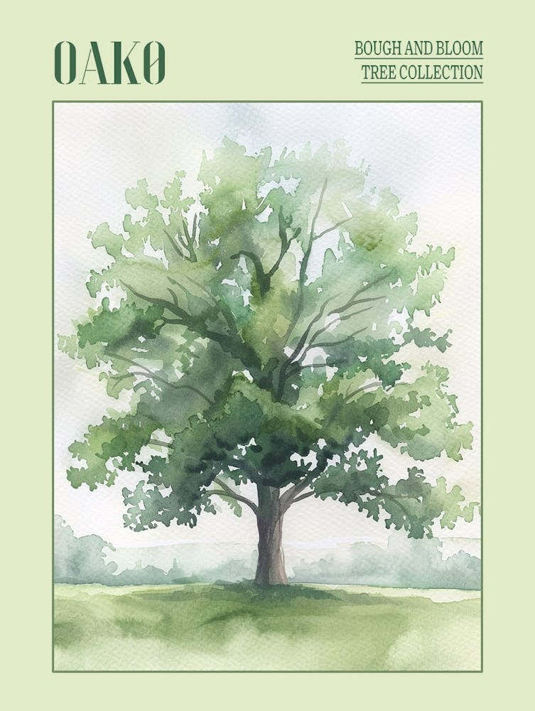 Oak Tree Atmospheric Watercolour Painting 10 Poster
