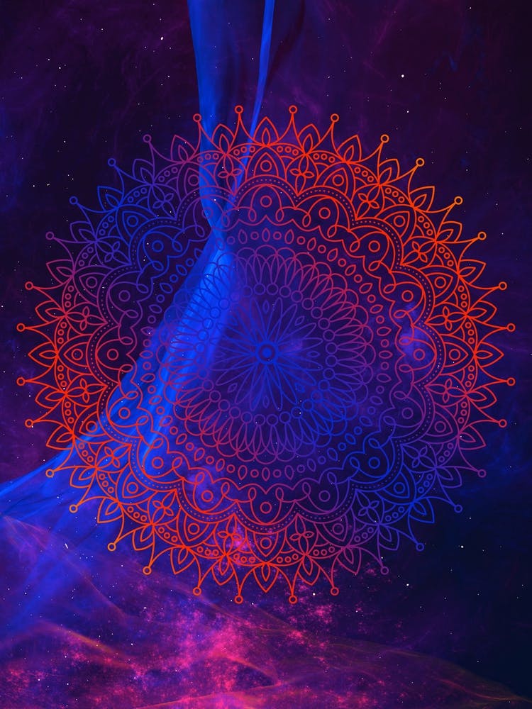 Cosmic mandala #6 - space neon poster