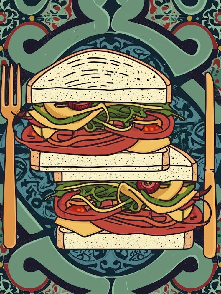 Club Sandwhich On A Decadent Background 