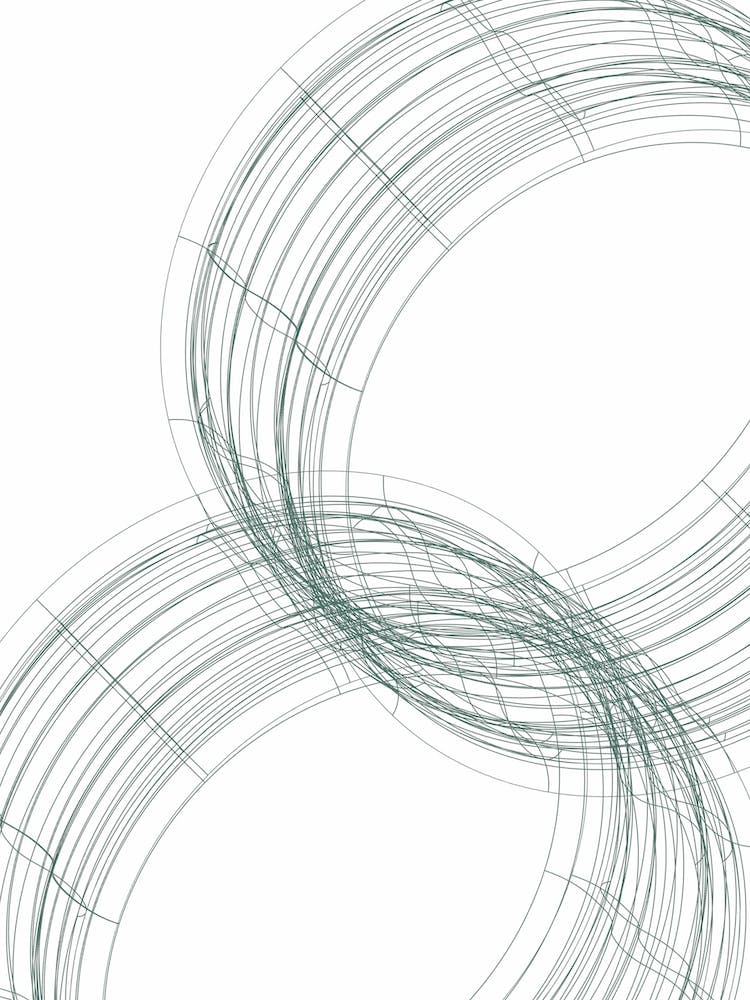 Green On White Abstract Wire Circles