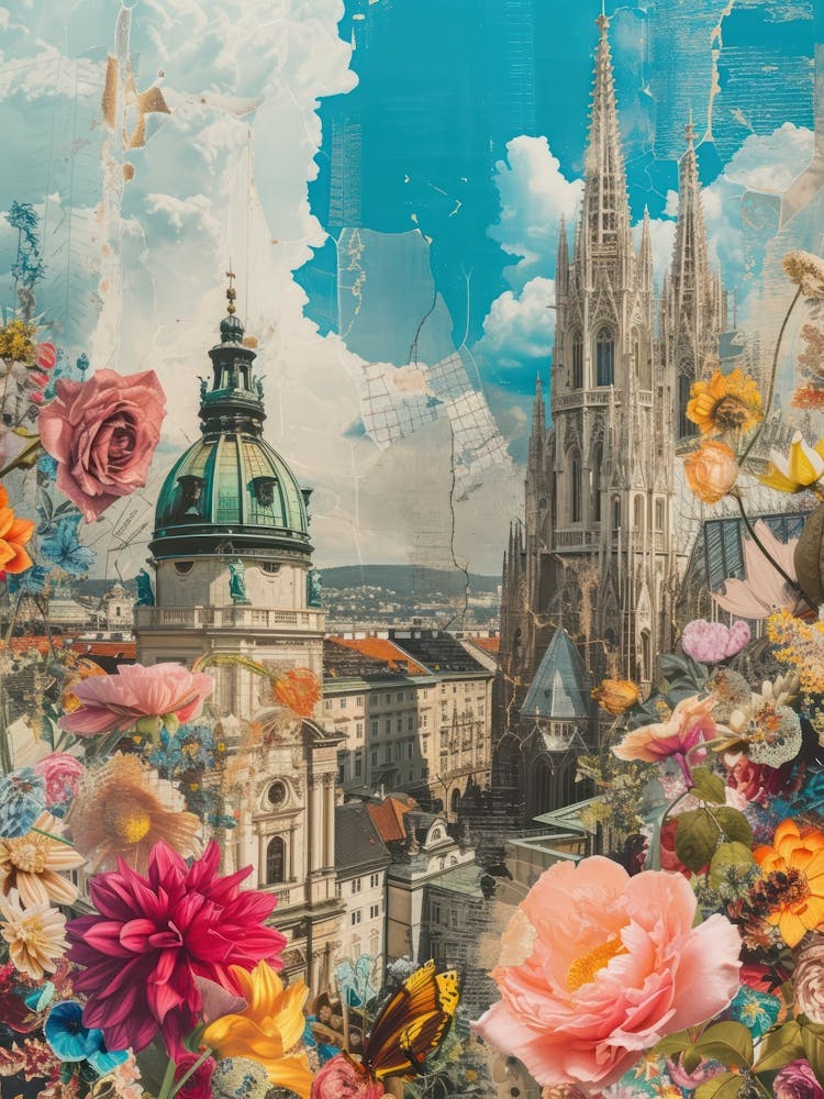 Vienna   Floral Retro Collage Style 2