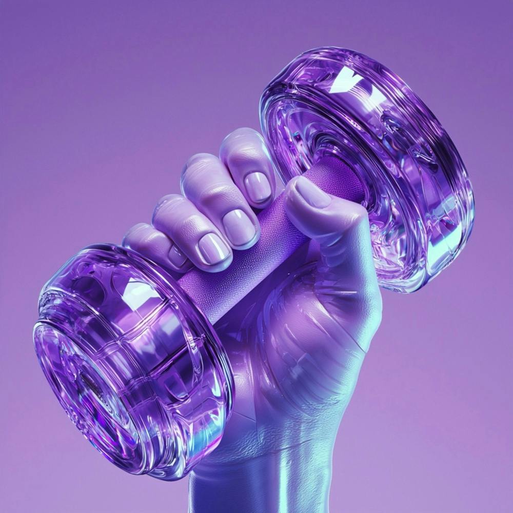 Purple Hand Holding A Dumbbell
