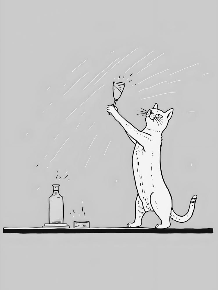 Cat Drinking A Glass Of Wine