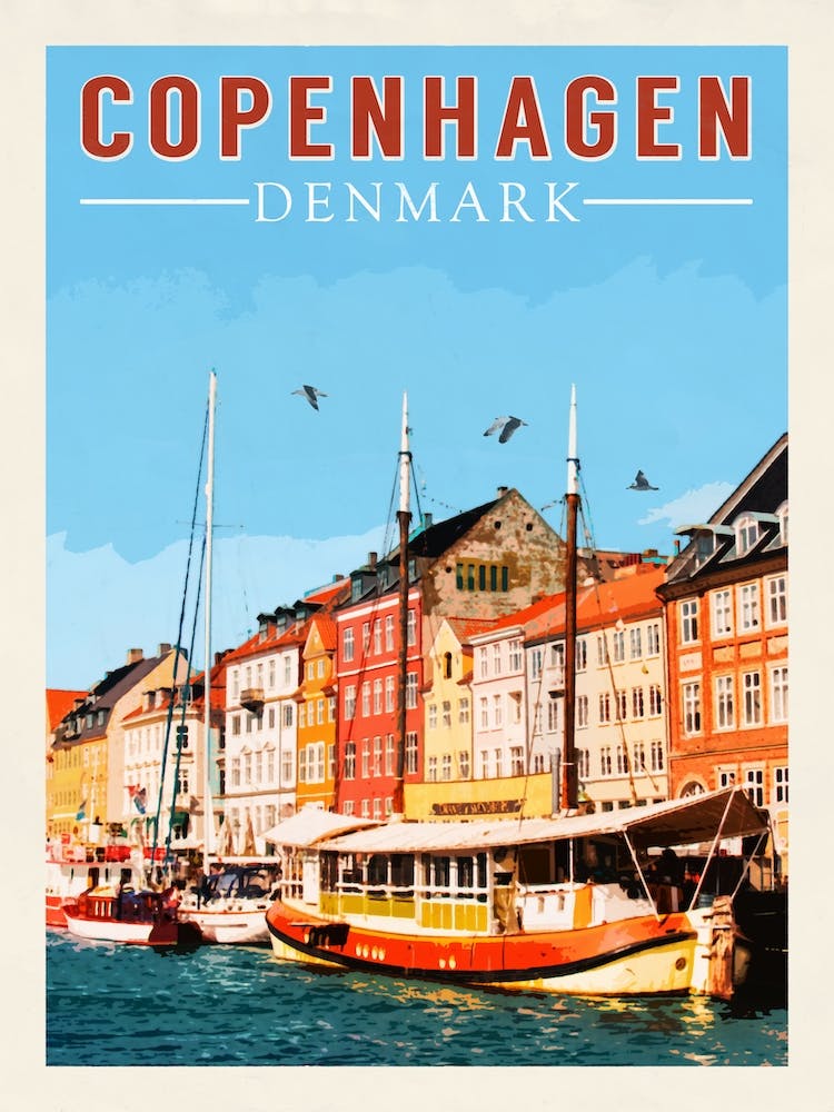 Copenhagen Denmark Travel Poster