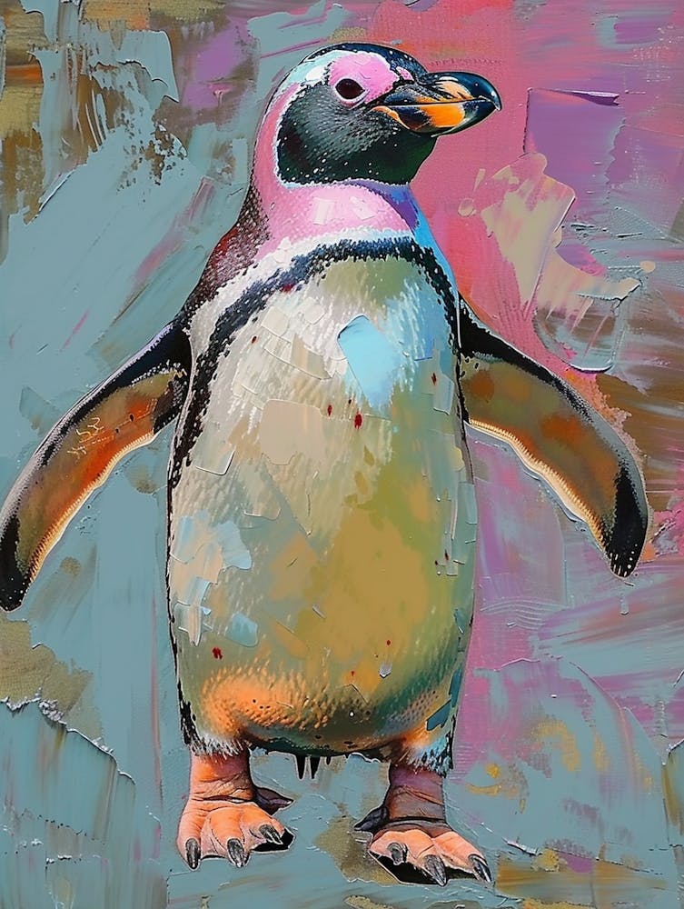 Galapagos Penguin Colour Block Painting 4