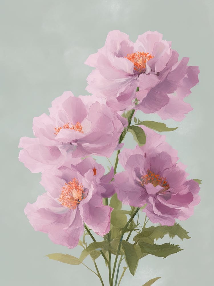 Lilac Flowers Acrylic Painting In Pastel Colours 1