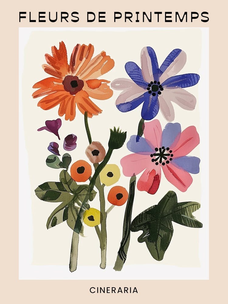 Spring Floral French Poster  Cineraria 5