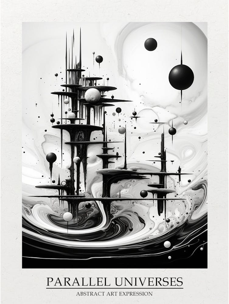 Parallel Universes Abstract Black And White 1 Poster