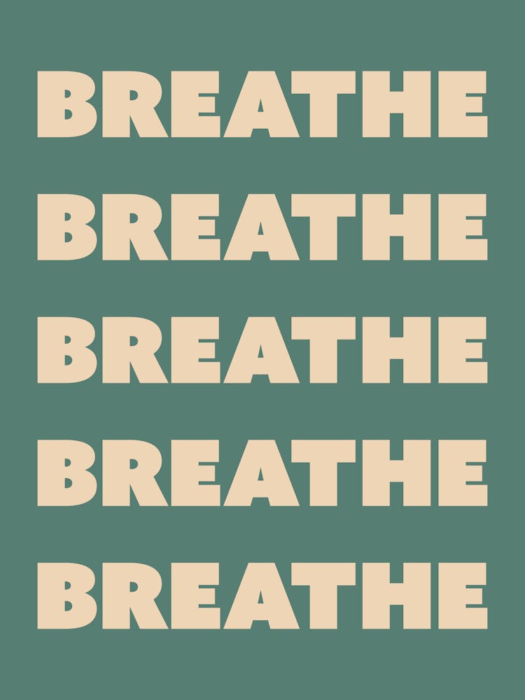 Breathe Repeating Text, cool, relax, vintage, retro, mental health, words, typography, groovy, funky, reminders, motivating, inspiring