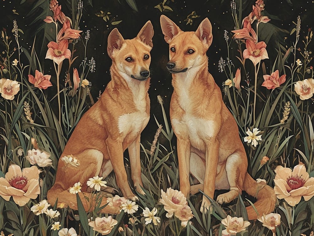 Floral Animal Illustration Dingo 3
