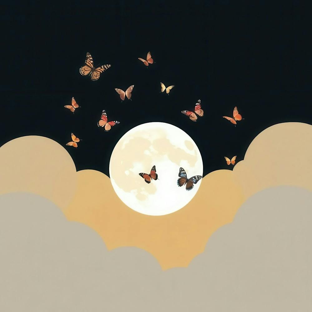 Moon And Butterflies