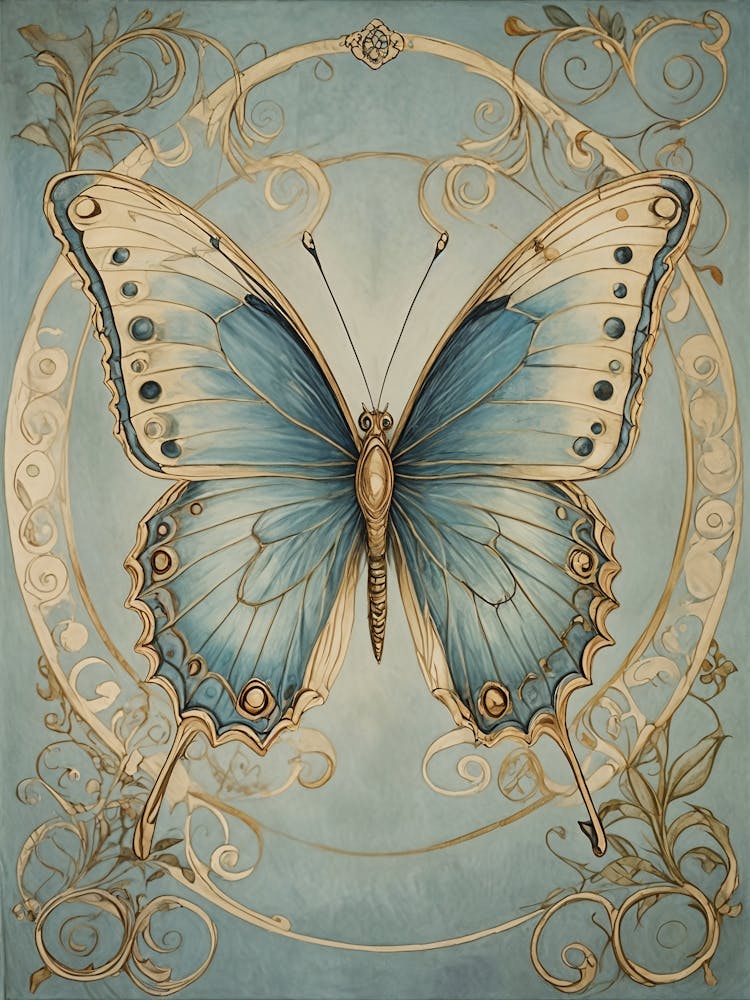 Floral Blue Butterfly no4