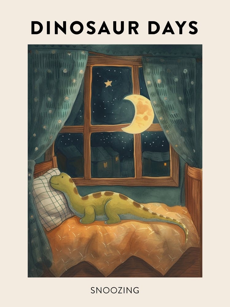 Snoozing Dinosaur Poster