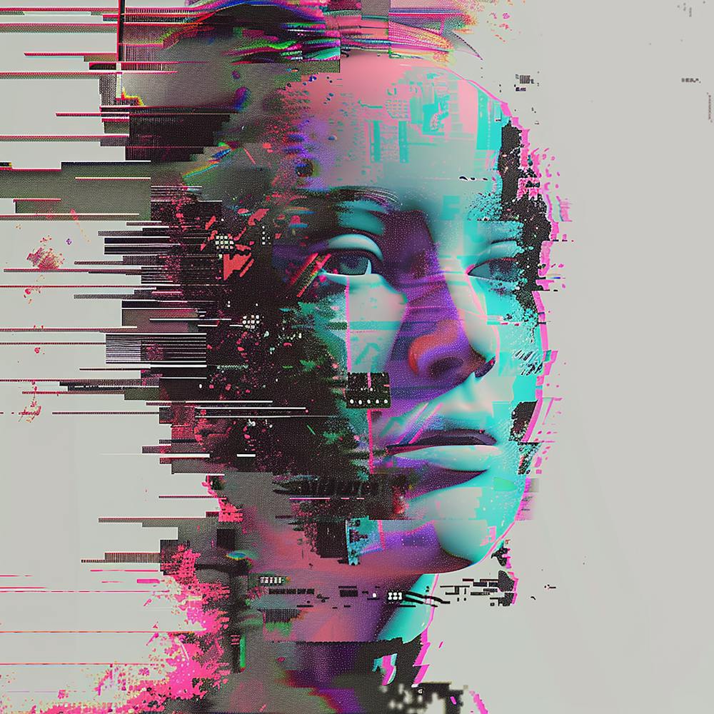 Woman Digital Computer Technology Office Information Modern Media Web Connection Art Colorful Portrait