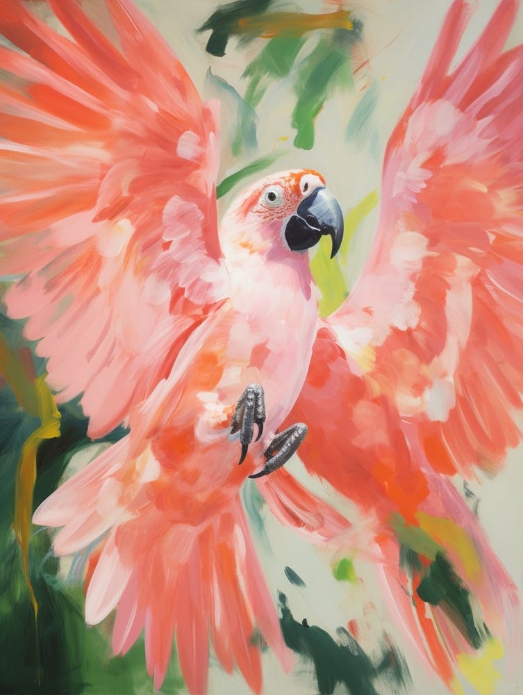 Pink Ethereal Bird Painting Macaw 7