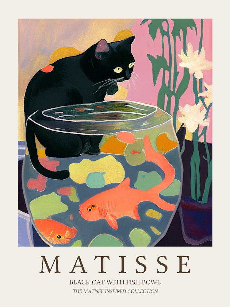 Cat And Fishbowl Matisse Inspired
