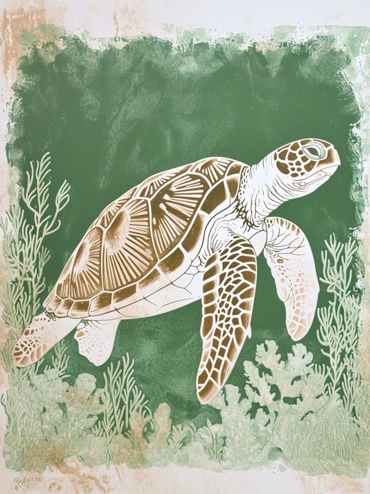 Inverted Green Sea Turtle