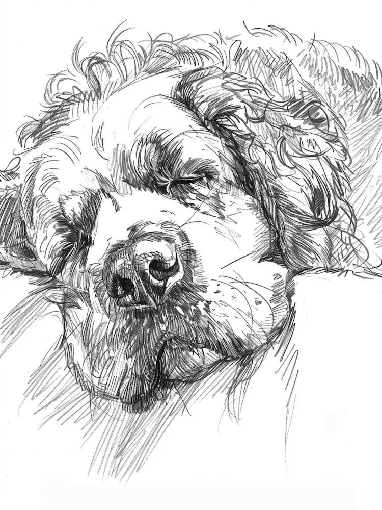 Sleeping Dog Line Sketch
