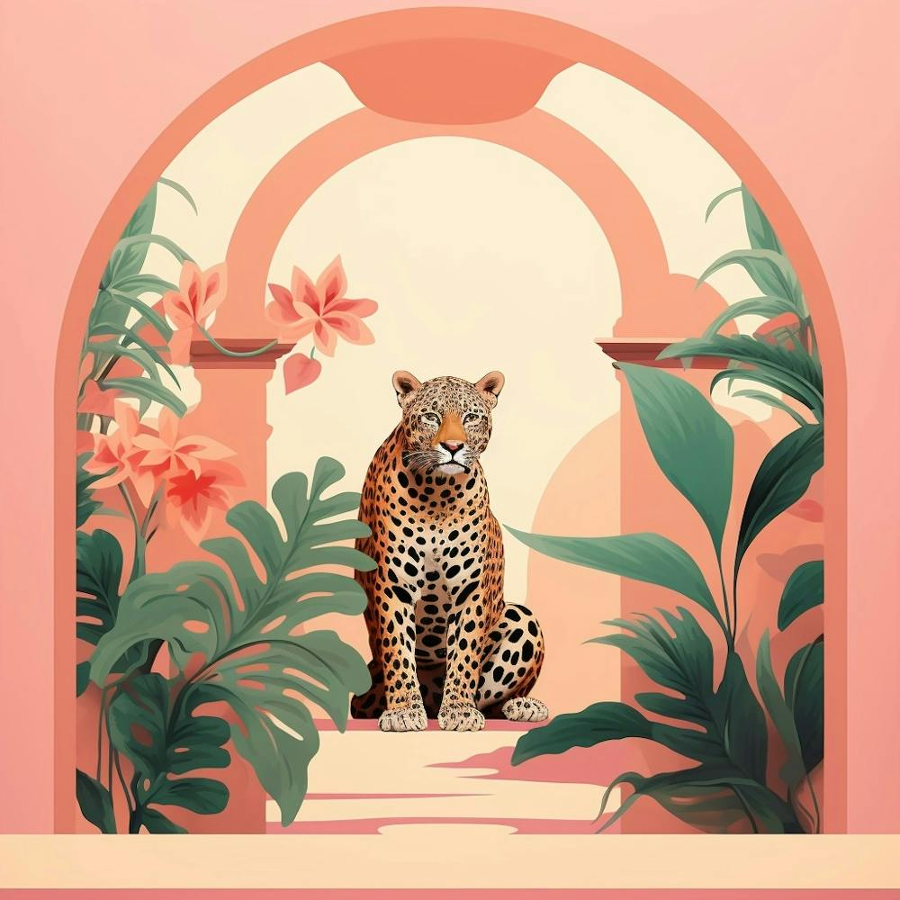 Leopard 2 Pink Jungle Animal Portrait