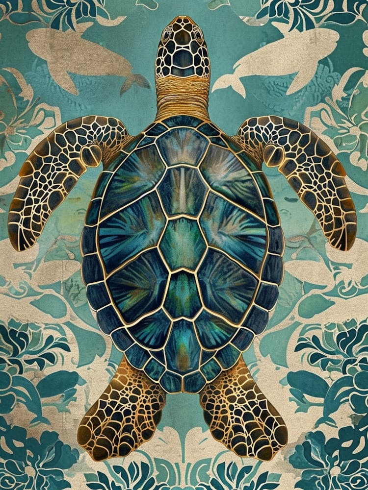 Sea Turtle & Shark Wallpaper Pattern 2