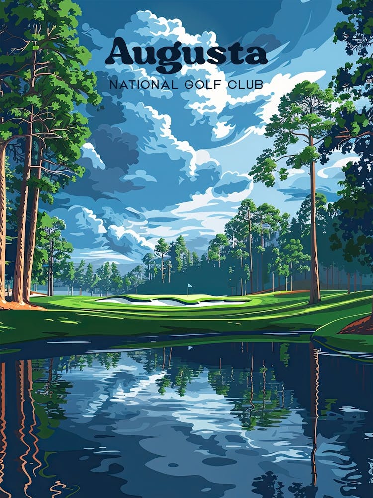 Augusta National Golf Club Masters Digital Travel Illustration