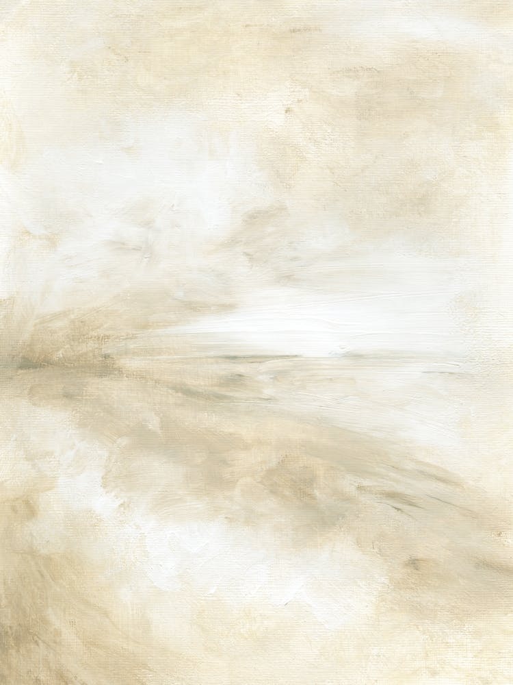 Glimmer - Neutral Modern Abstract Painting, Earth Tone Abstract Soft Landscape