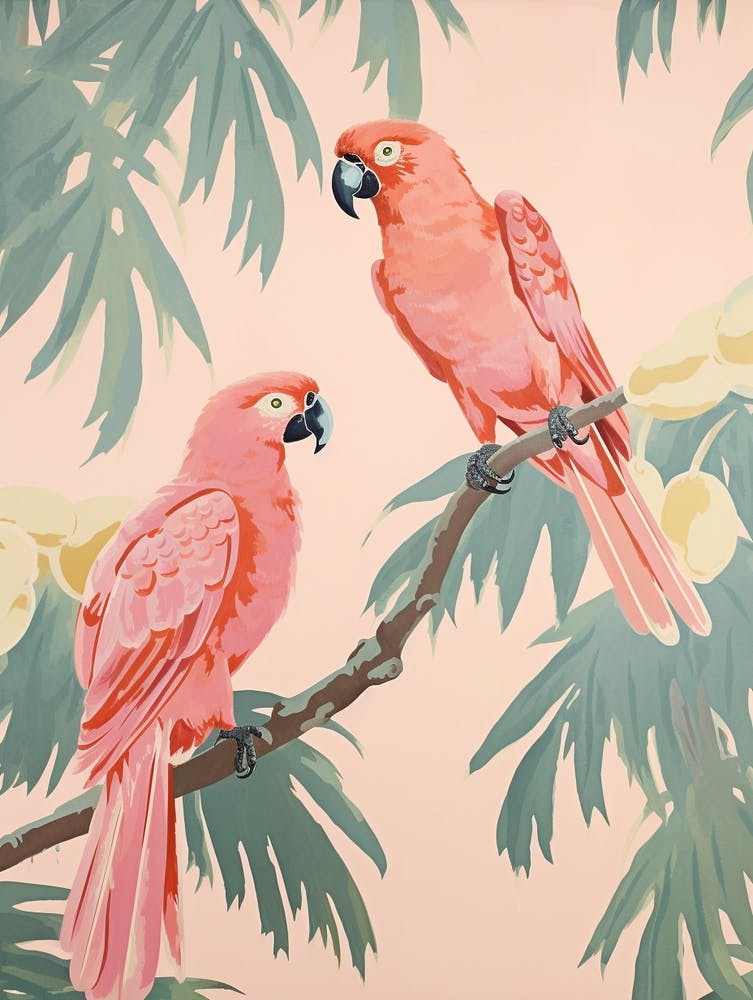 Vintage Japanese Inspired Bird Print Parrot 1