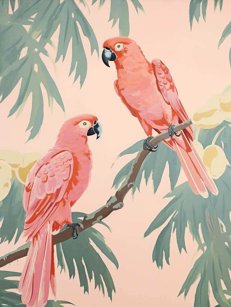 Vintage Japanese Inspired Bird Print Parrot 1