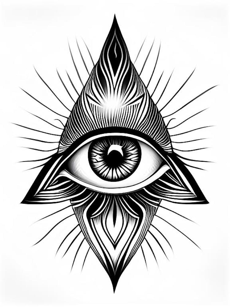 Transcendence, Symbol, Third Eye Simple Black & White Illustration 4