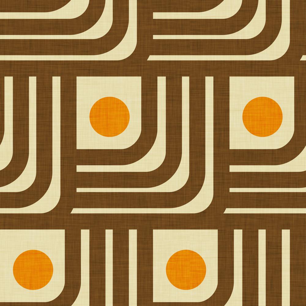 70s Curve Lines Brown Orange