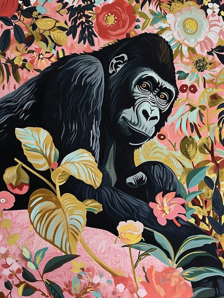 Floral Animal Painting Gorilla 4