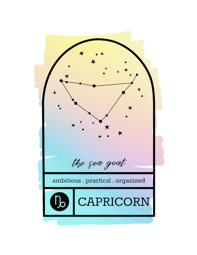 Capricorn Zodiac Sign | Rainbow Gradient